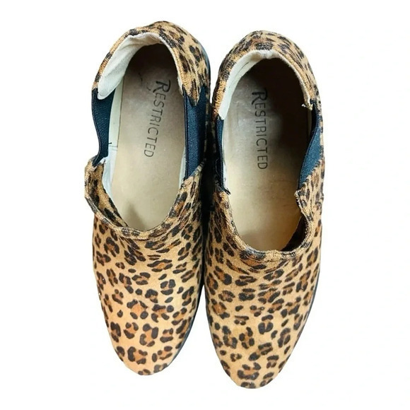 RESTRICTED LEOPARD ANIMAL PRINT SUEDE ANKLE BOOTS SLIP ON BOOTIES SIZE 7.5 - Picture 4 of 11